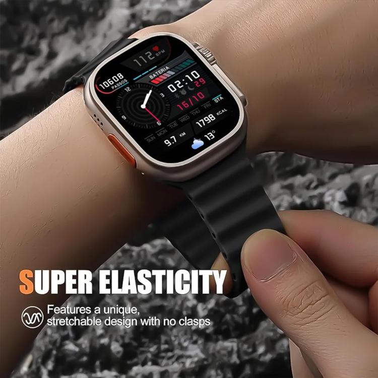 For Apple Watch 46mm / 49mm / 45mm / 44mm Refurbished Magnetic Buckle Ocean Silicone Watch Band
