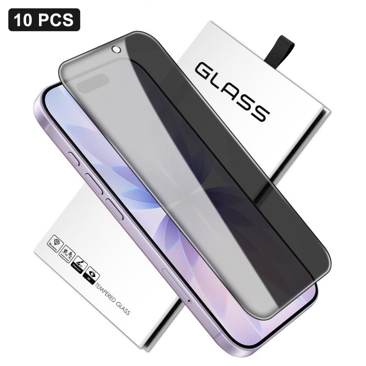 For iPhone 17 10pcs 360-Degree Privacy Silk-Screen Print Large Curved Edge High-Aluminium Tempered Glass Film