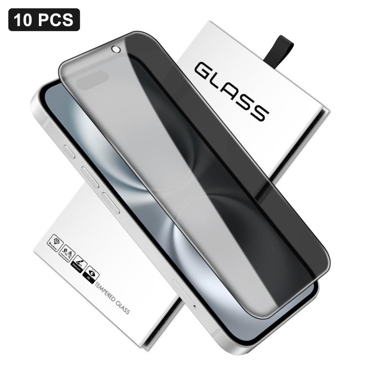 For iPhone 17e / 16e 10pcs 360-Degree Privacy Silk-Screen Print Large Curved Edge High-Aluminium Tempered Glass Film