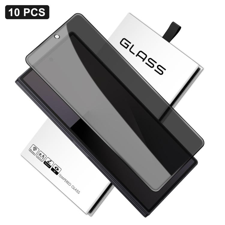 For Samsung Galaxy Z Fold7 10pcs 360-Degree Privacy Silk-Screen Print Large Curved Edge High-Aluminium Tempered Glass Film