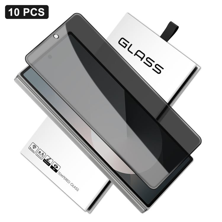 For Samsung Galaxy Z Fold6 10pcs 360-Degree Privacy Silk-Screen Print Large Curved Edge High-Aluminium Tempered Glass Film