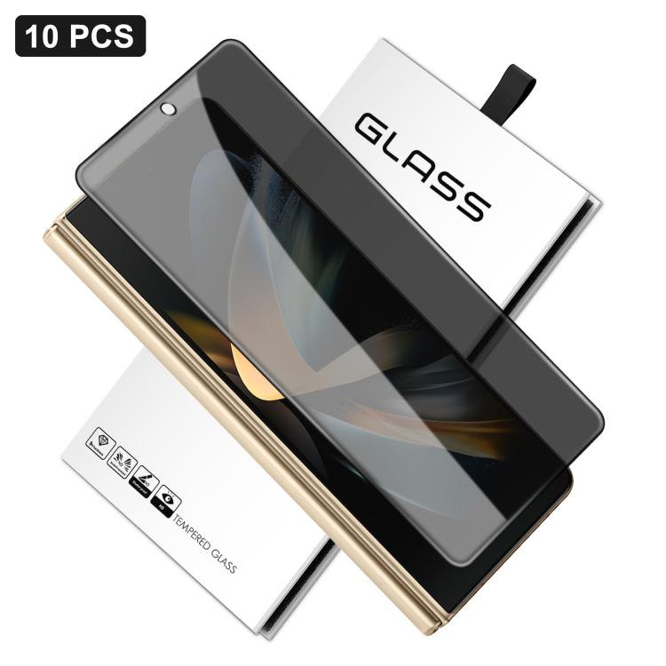 For Samsung Galaxy Z Fold4 10pcs 360-Degree Privacy Silk-Screen Print Large Curved Edge High-Aluminium Tempered Glass Film