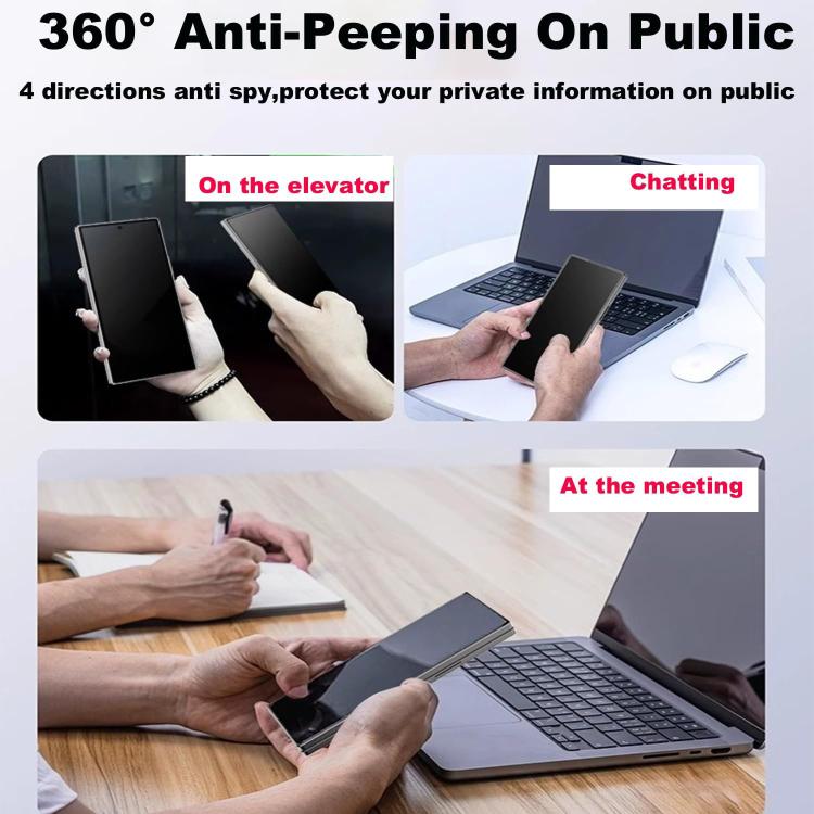 For Samsung Galaxy Z Fold6 10pcs 360-Degree Privacy Silk-Screen Print Large Curved Edge High-Aluminium Tempered Glass Film