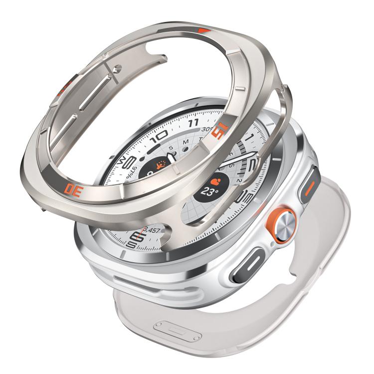 For Samsung Galaxy Watch Ultra 47mm Time Pattern Metal Aluminium Alloy PC Watch Protective Cover