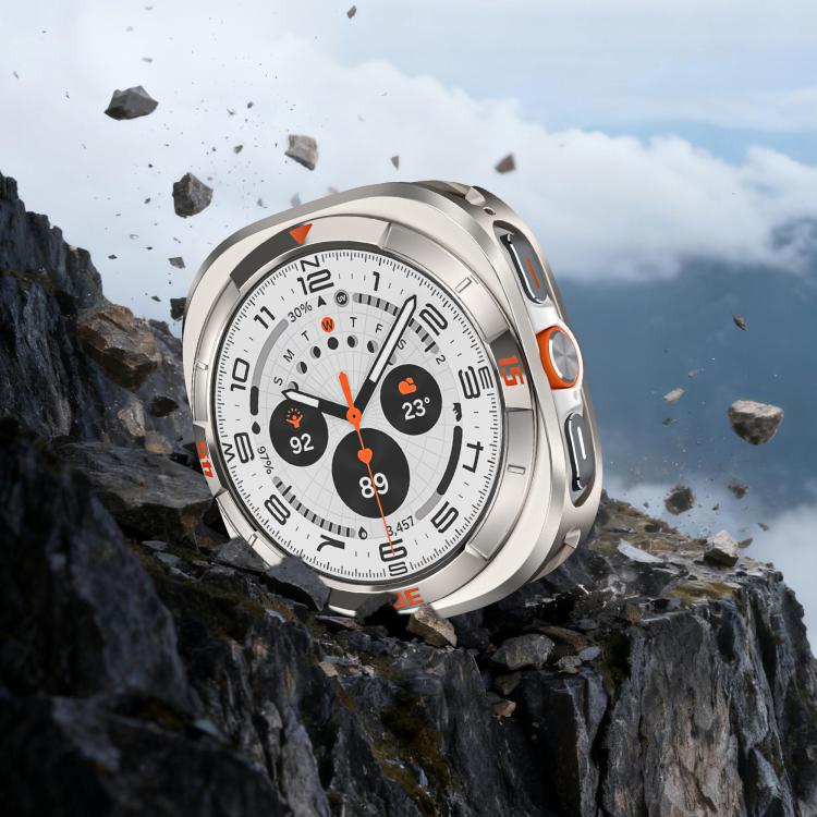 For Samsung Galaxy Watch Ultra 47mm Time Pattern Metal Aluminium Alloy PC Watch Protective Cover