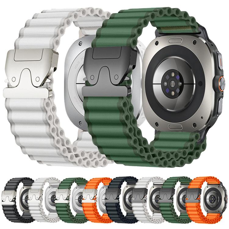 For Samsung Galaxy Watch Ultra 47mm / Ultra 2025 Parachute Buckle Off Road Wide Ribbed Nylon Watch Band
