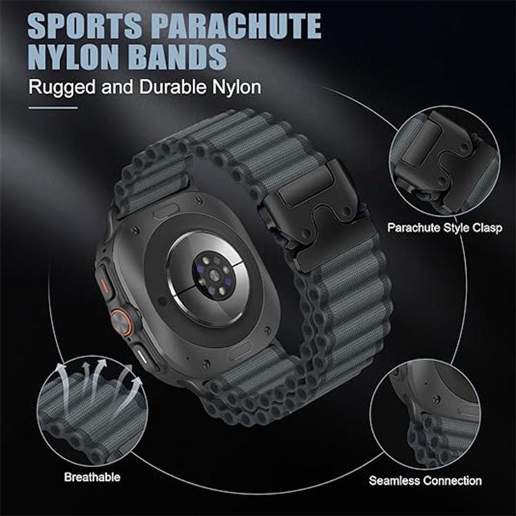 For Samsung Galaxy Watch Ultra 47mm / Ultra 2025 Parachute Buckle Off Road Wide Ribbed Nylon Watch Band