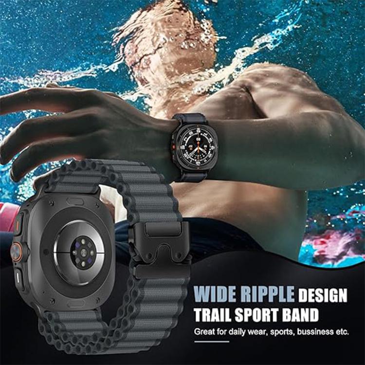 For Samsung Galaxy Watch Ultra 47mm / Ultra 2025 Parachute Buckle Off Road Wide Ribbed Nylon Watch Band