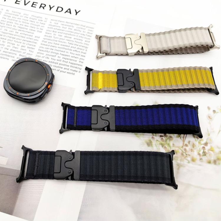For Samsung Galaxy Watch Ultra 47mm / Ultra 2025 Parachute Buckle Off Road Wide Ribbed Nylon Watch Band