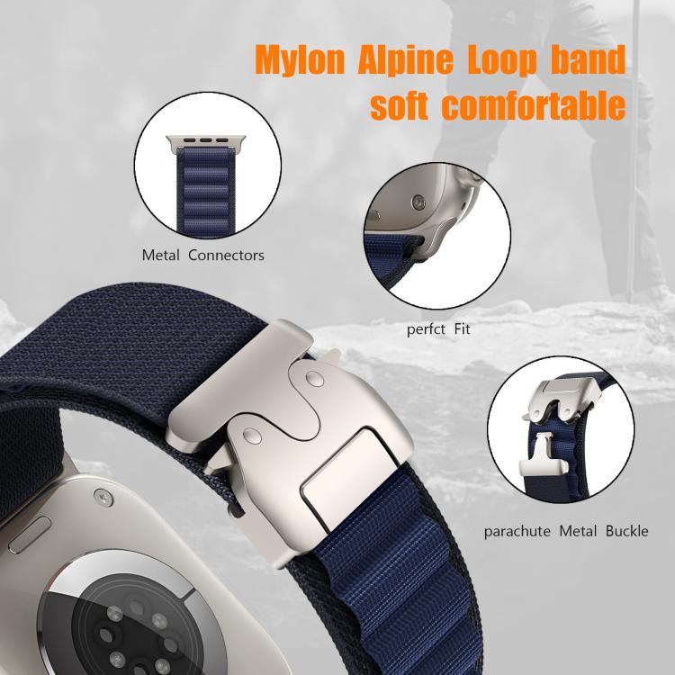 For Apple Watch 46mm / 49mm / 45mm / 44mm Parachute Buckle High Mountain Nylon Loop Watch Band