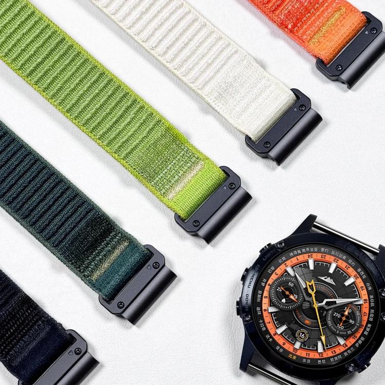 For Gamin 26mm Parachute Buckle Mountain Pattern Woven Nylon Metal Tip Watch Band