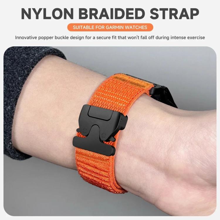 For Gamin 20mm Parachute Buckle Mountain Pattern Woven Nylon Metal Tip Watch Band