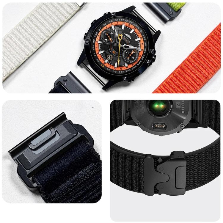 For Gamin 26mm Parachute Buckle Mountain Pattern Woven Nylon Metal Tip Watch Band