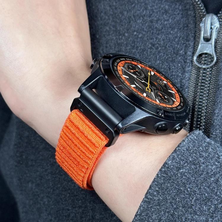 For Gamin 22mm Parachute Buckle Mountain Pattern Woven Nylon Metal Tip Watch Band