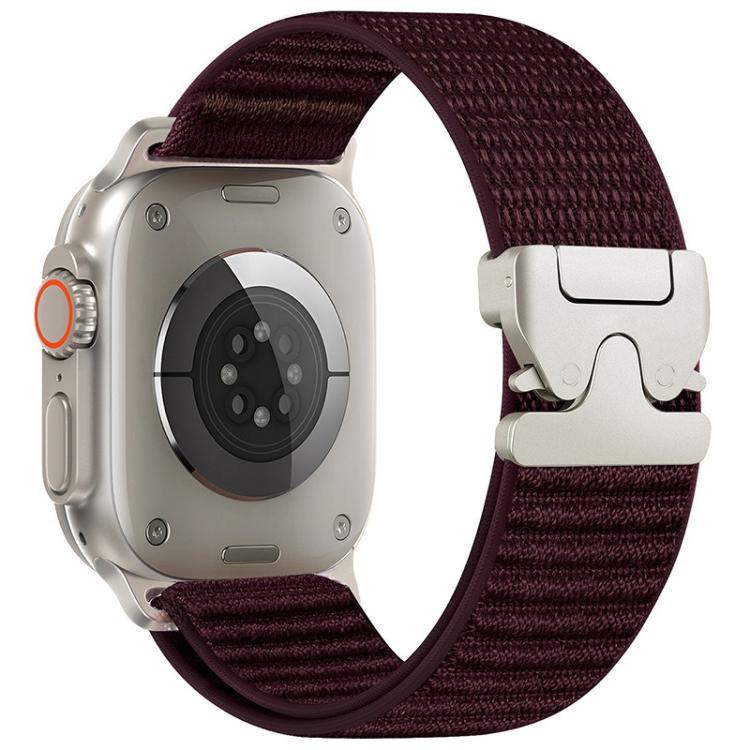 For Apple Watch 42mm / 41mm / 40mm / 38mm Parachute Buckle Mountain Pattern Woven Nylon Metal Tip Watch Band