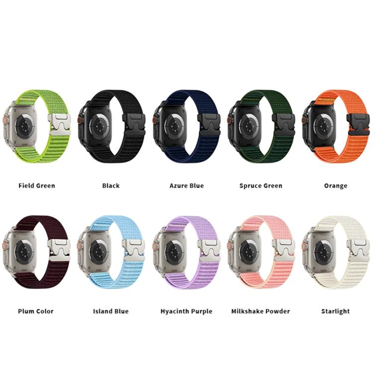 For Apple Watch 46mm / 49mm / 45mm / 44mm Parachute Buckle Mountain Pattern Woven Nylon Metal Tip Watch Band