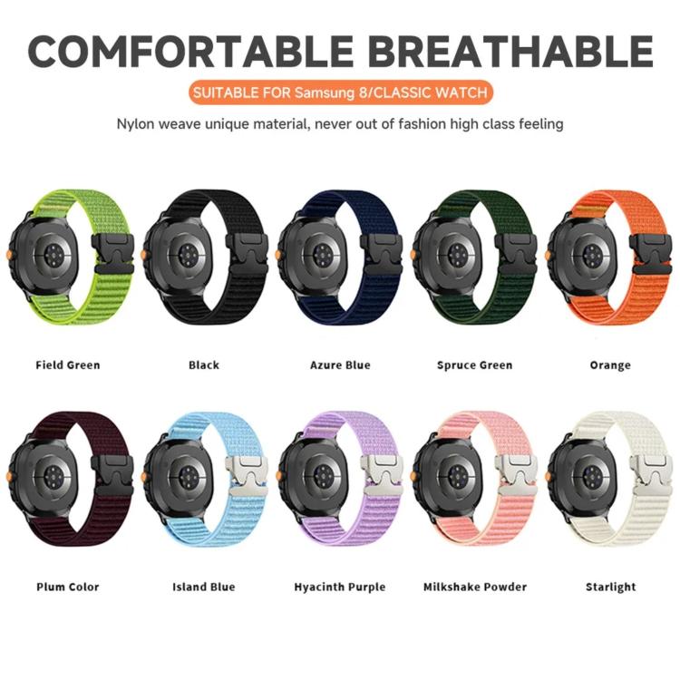 For Samsung Galaxy Watch8 / Watch8 Classic Parachute Buckle Mountain Pattern Woven Nylon Metal Tip Watch Band