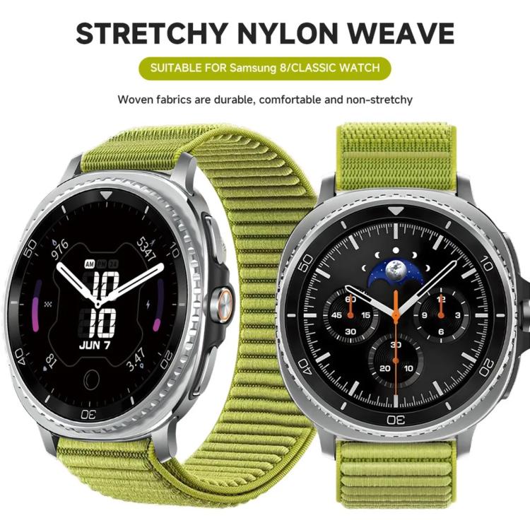 For Samsung Galaxy Watch8 / Watch8 Classic Parachute Buckle Mountain Pattern Woven Nylon Metal Tip Watch Band