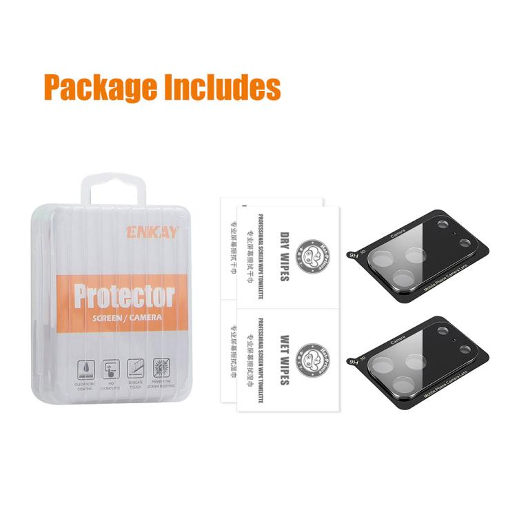 For iPhone 17 Pro 2pcs ENKAY Hat-Prince Black 9H Rear Camera Lens Tempered Glass Film