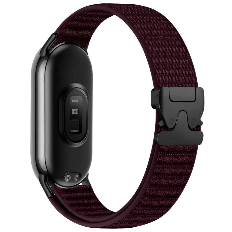 For Xiaomi Smart Band 10 / 9 / 8 Parachute Buckle Mountain Pattern Woven Nylon Metal Tip Watch Band