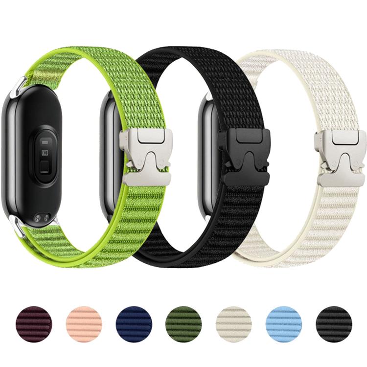 For Xiaomi Smart Band 10 / 9 / 8 Parachute Buckle Mountain Pattern Woven Nylon Metal Tip Watch Band