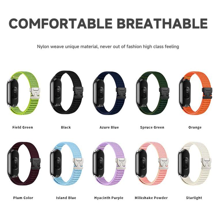 For Xiaomi Smart Band 10 / 9 / 8 Parachute Buckle Mountain Pattern Woven Nylon Metal Tip Watch Band