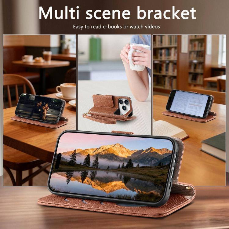 For iPhone 17 Pro Fantasy Love Heart Zipper Wallet Vegan Leather Phone Case with Strap