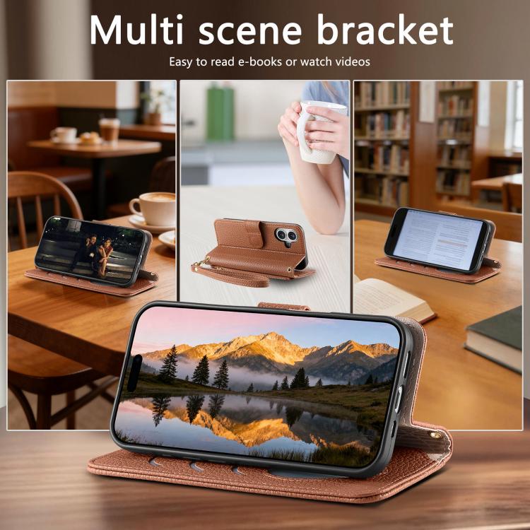 For iPhone 16 Plus Fantasy Love Heart Zipper Wallet Vegan Leather Phone Case with Strap