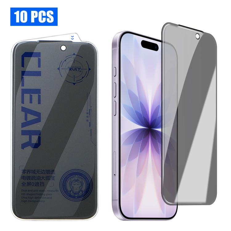 For iPhone 17 10pcs 3D Curved Zero Edge Borderless Privacy Tempered Glass Film