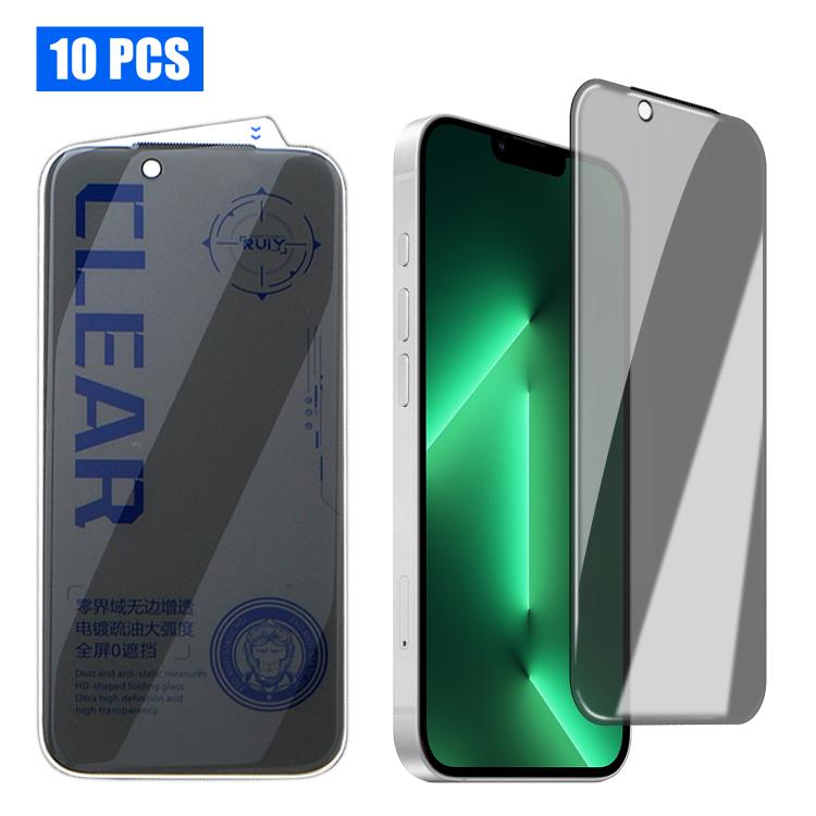 For iPhone 13 Pro 10pcs 3D Curved Zero Edge Borderless Privacy Tempered Glass Film