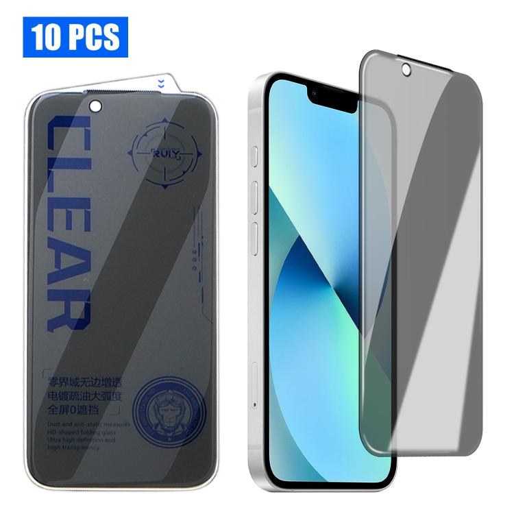 For iPhone 13 10pcs 3D Curved Zero Edge Borderless Privacy Tempered Glass Film