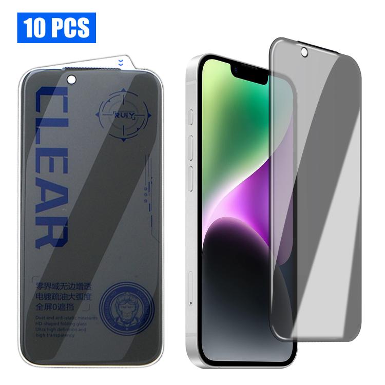 For iPhone 14 Plus 10pcs 3D Curved Zero Edge Borderless Privacy Tempered Glass Film