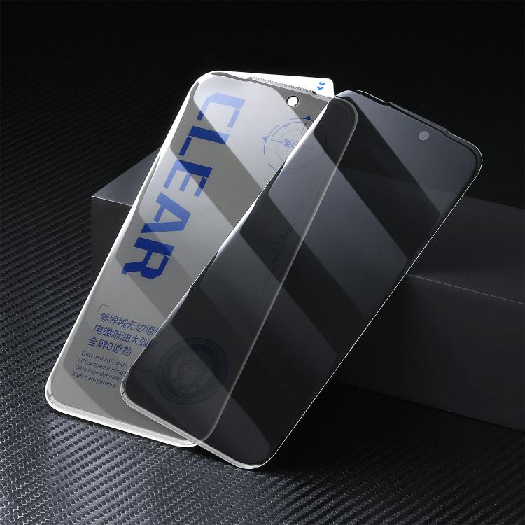 For iPhone 16 Pro 10pcs 3D Curved Zero Edge Borderless Privacy Tempered Glass Film