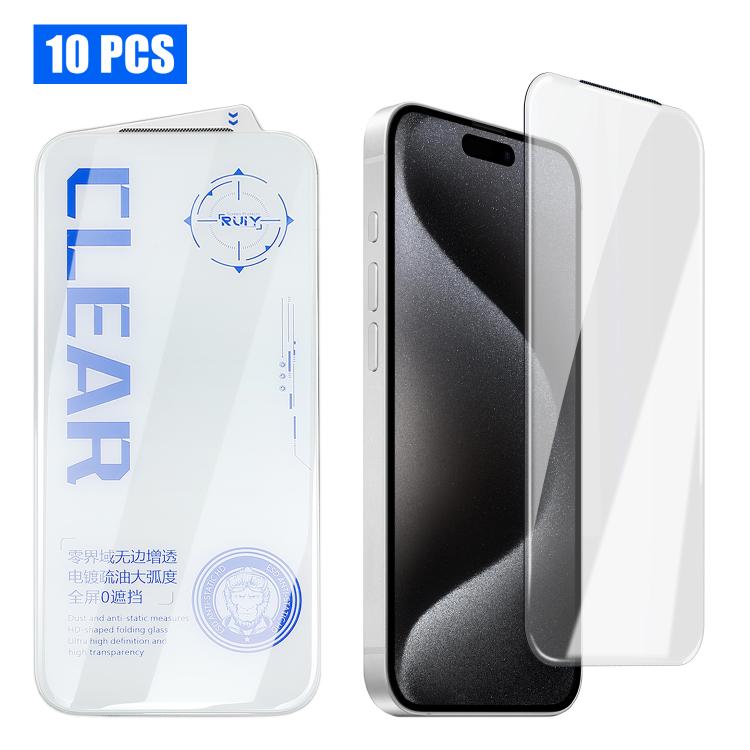 For iPhone 16 Pro 10pcs 3D Curved Edge Zero-Border Borderless HD Tempered Glass Film