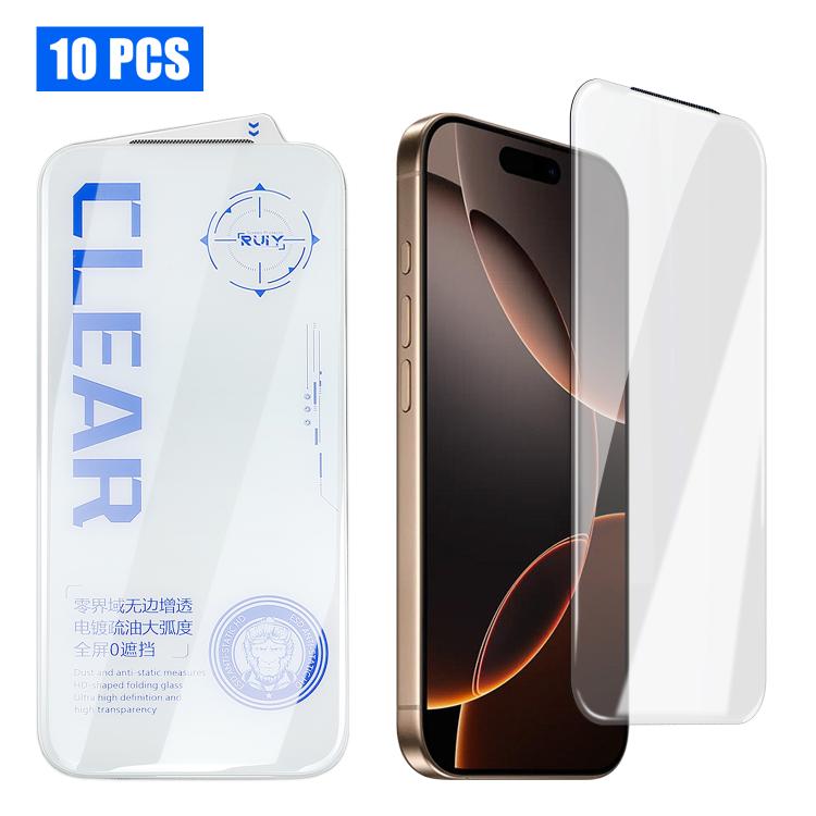 For iPhone 15 Pro 10pcs 3D Curved Edge Zero-Border Borderless HD Tempered Glass Film