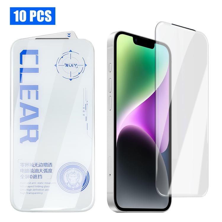 For iPhone 14 10pcs 3D Curved Edge Zero-Border Borderless HD Tempered Glass Film