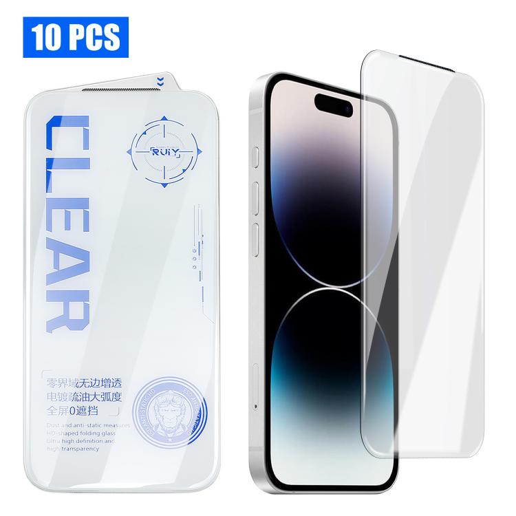 For iPhone 14 Pro Max 10pcs 3D Curved Edge Zero-Border Borderless HD Tempered Glass Film