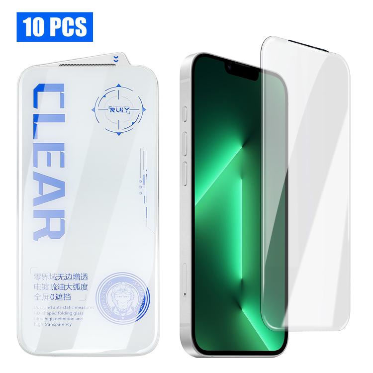 For iPhone 13 Pro Max 10pcs 3D Curved Edge Zero-Border Borderless HD Tempered Glass Film