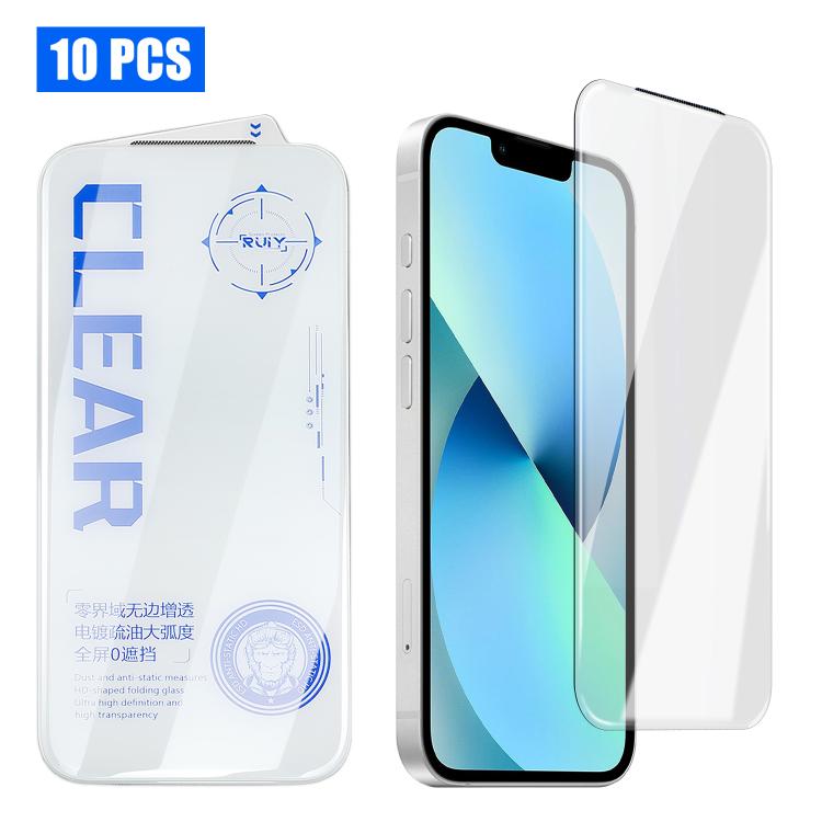 For iPhone 13 10pcs 3D Curved Edge Zero-Border Borderless HD Tempered Glass Film