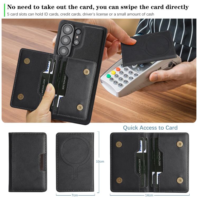 For Samsung Galaxy S26 Ultra 5G Kalebol Strong MagSafe Magnetic Two-Fold Card Bag Leather Phone Case