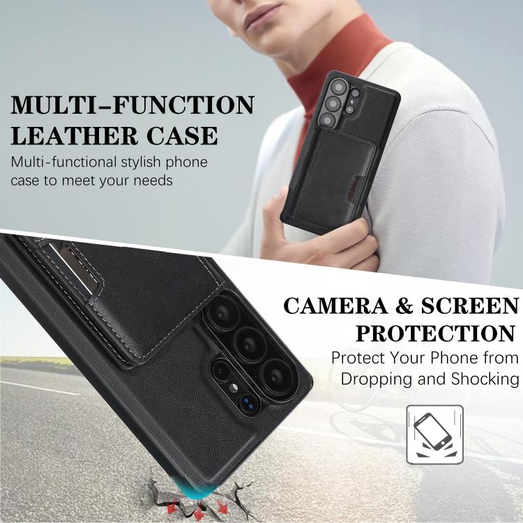 For Samsung Galaxy S26 Ultra 5G Kalebol Strong MagSafe Magnetic Two-Fold Card Bag Leather Phone Case