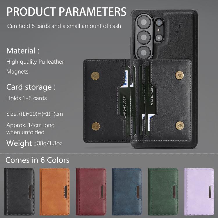 For Samsung Galaxy S26 Ultra 5G Kalebol Strong MagSafe Magnetic Two-Fold Card Bag Leather Phone Case