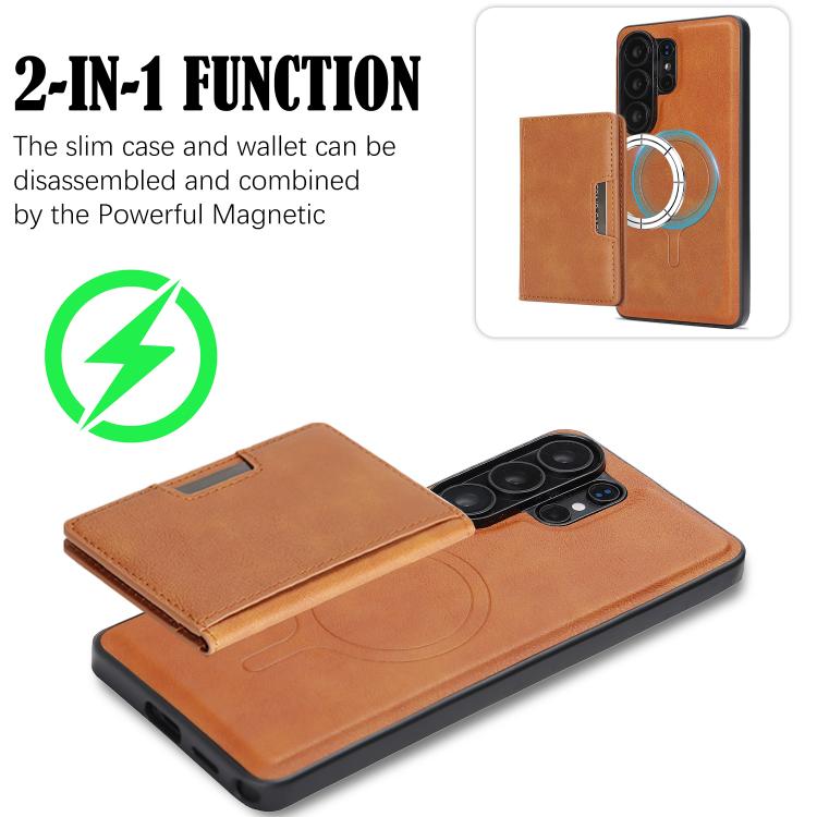 For Samsung Galaxy S26 Ultra 5G Kalebol Strong MagSafe Magnetic Two-Fold Card Bag Leather Phone Case