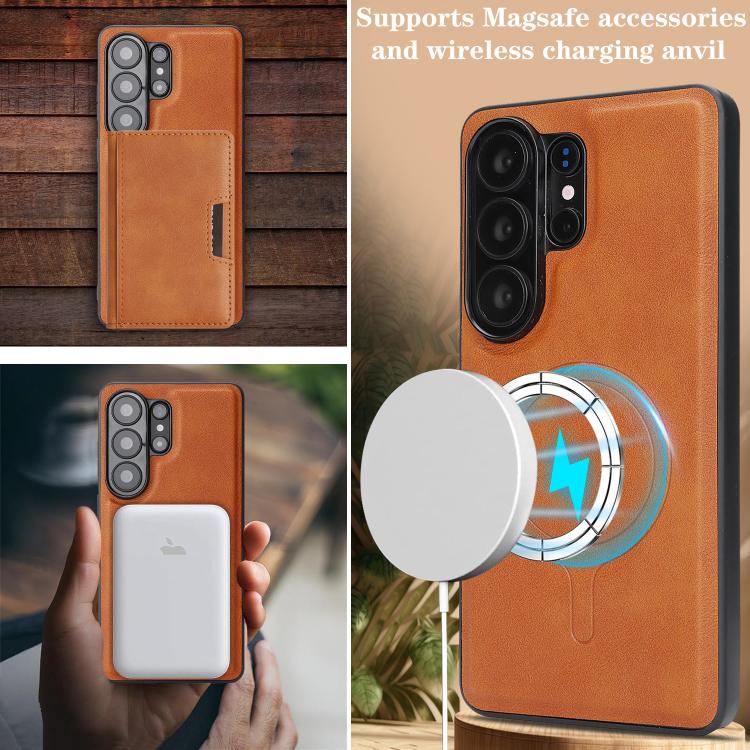 For Samsung Galaxy S26 Ultra 5G Kalebol Strong MagSafe Magnetic Two-Fold Card Bag Leather Phone Case