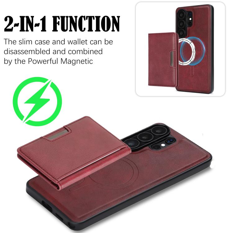 For Samsung Galaxy S26 Ultra 5G Kalebol Strong MagSafe Magnetic Two-Fold Card Bag Leather Phone Case