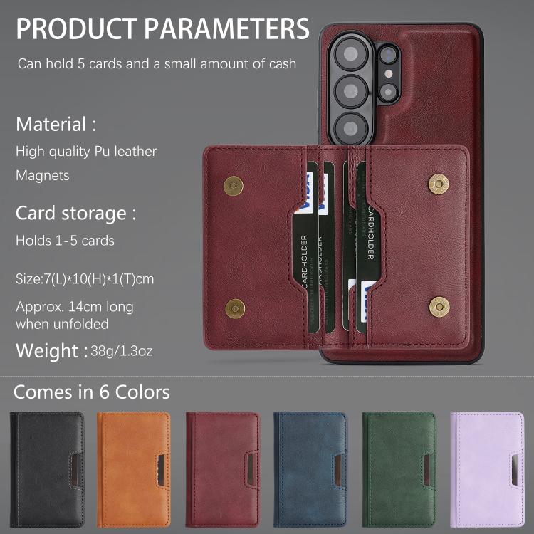 For Samsung Galaxy S26 Ultra 5G Kalebol Strong MagSafe Magnetic Two-Fold Card Bag Leather Phone Case