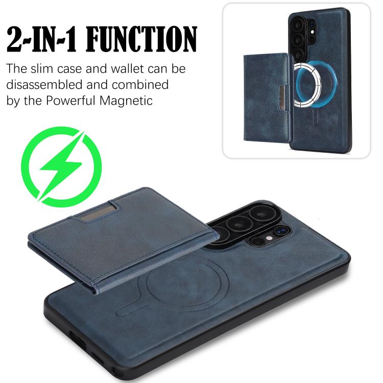 For Samsung Galaxy S26 Ultra 5G Kalebol Strong MagSafe Magnetic Two-Fold Card Bag Leather Phone Case