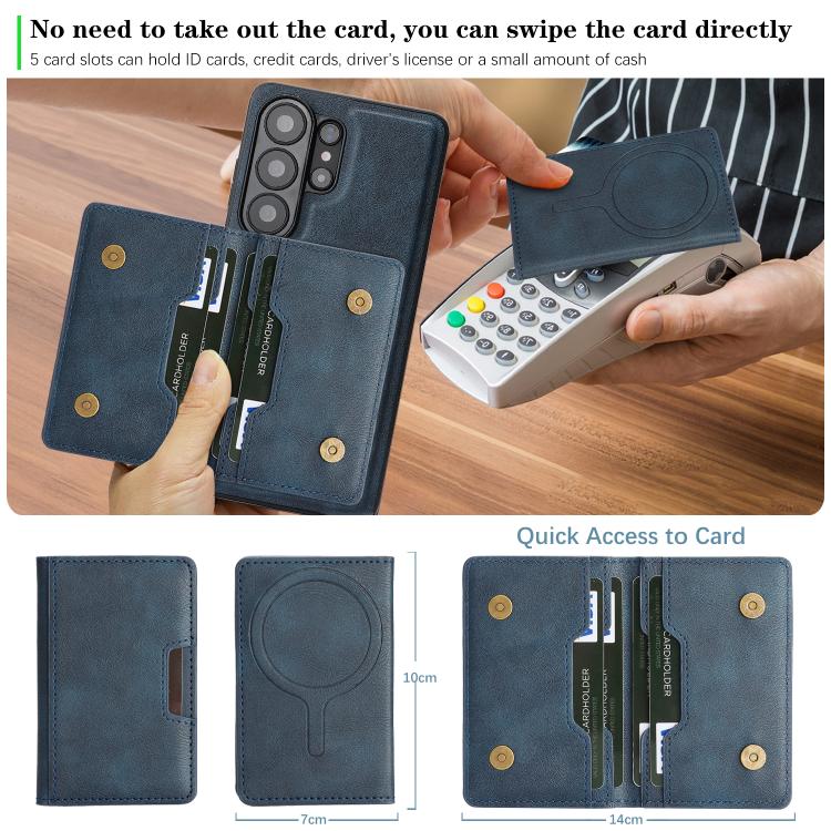For Samsung Galaxy S26 Ultra 5G Kalebol Strong MagSafe Magnetic Two-Fold Card Bag Leather Phone Case