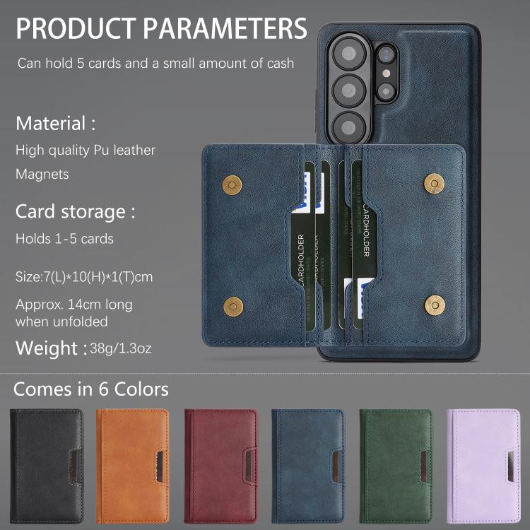 For Samsung Galaxy S26 Ultra 5G Kalebol Strong MagSafe Magnetic Two-Fold Card Bag Leather Phone Case