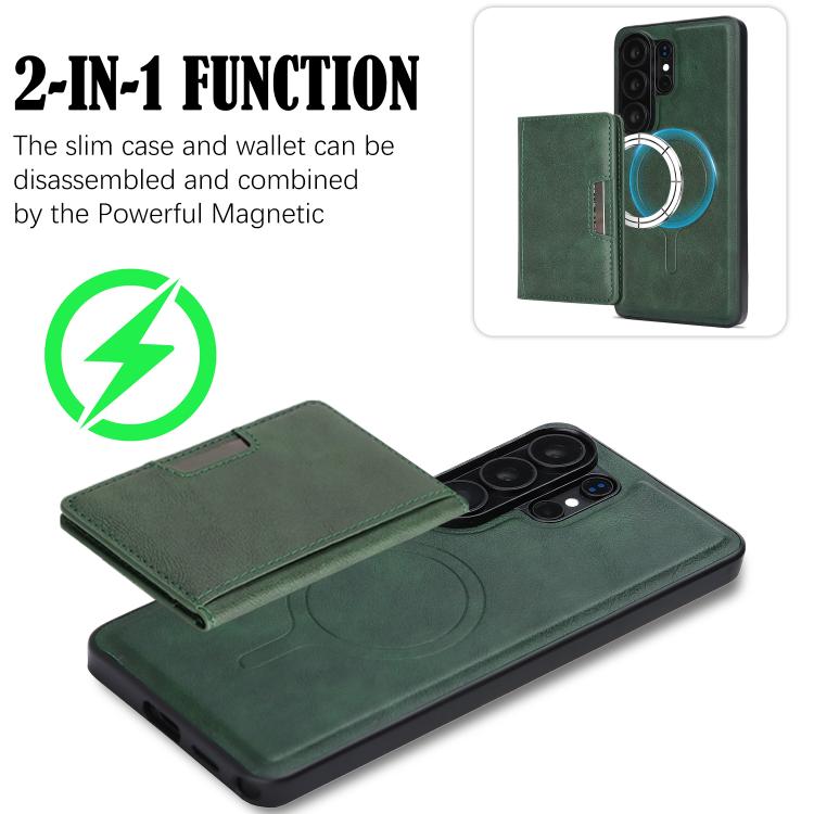 For Samsung Galaxy S26 Ultra 5G Kalebol Strong MagSafe Magnetic Two-Fold Card Bag Leather Phone Case
